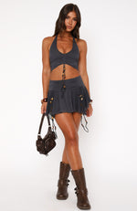 To My Heart Mini Skirt Charcoal