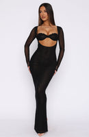 Let Me Think Long Sleeve Maxi Dress Black