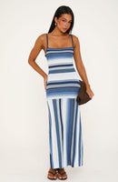 Linear Heat Knit Maxi Dress Blueberry Love