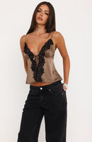 Cutesy Girl Satin Cami Top Mauve