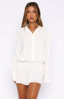 Can't Get Me Long Sleeve Mini Dress White