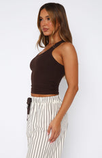 No Peace Racer Back Pyjama Top Chocolate