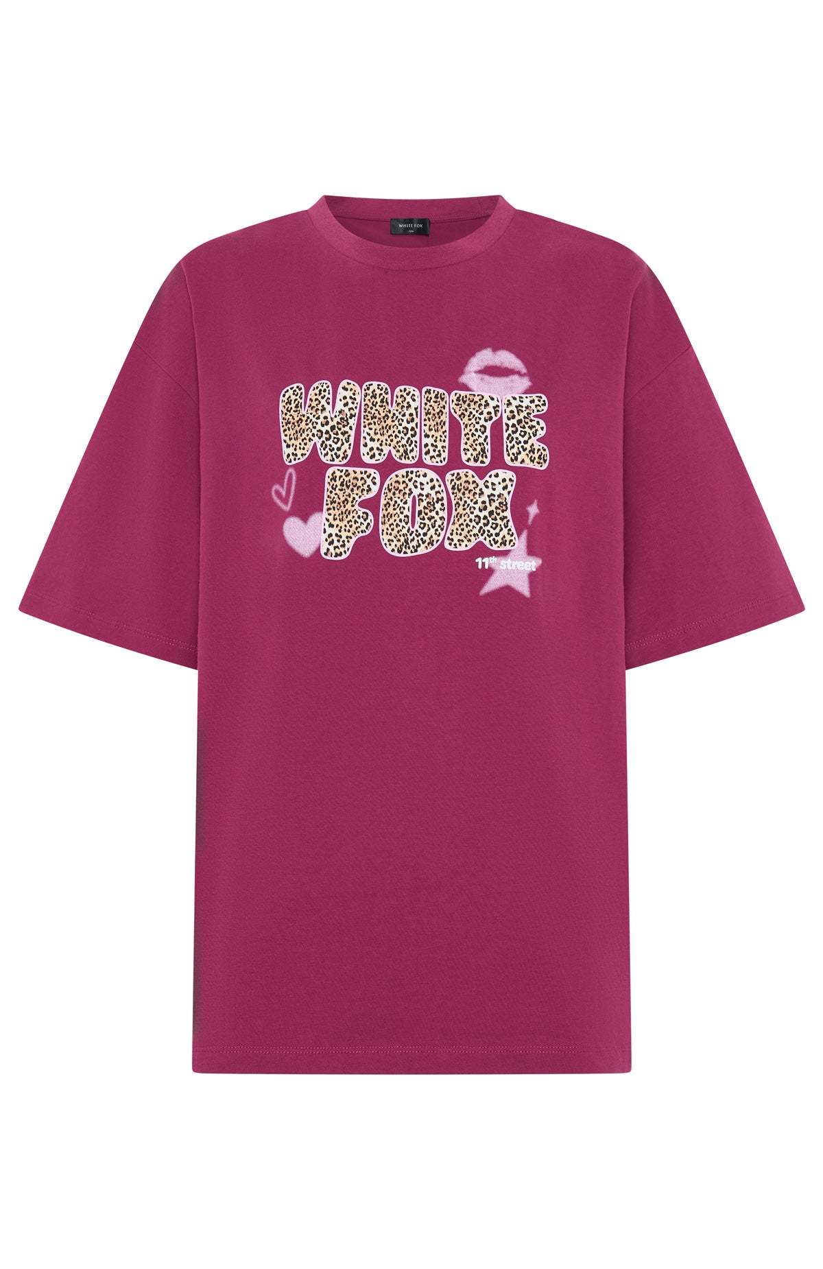11th Street She's So Lucky Oversized Tee Very Berry | White Fox