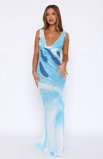 Amore Maxi Dress Aqua Blossom