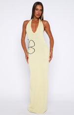 knee length dresses for ladies Baddie Era Knit Maxi Dress Lemon