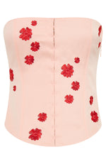 Beyond Me Strapless Embroidered Bustier Pink