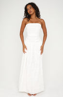Bittersweet Babe Strapless Broderie Maxi Dress White