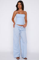 Born To Glow Wide Leg Pants Blue Stripe