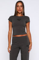 Break The Records Baby Tee Charcoal