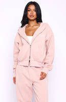 Can't Miss It Boxy Zip Front Hoodie Dusty Pink