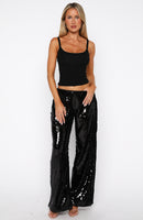 Caught Up In It Sequin Pants Black