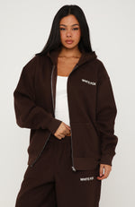 Core Classic Zip Front Hoodie Chocolate | White Fox Boutique