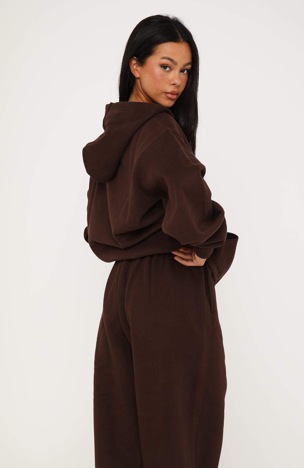 chocolate ソフビ服 Core Classic Zip Front Hoodie Chocolate | White Fox Boutique