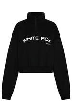 For What It's Worth Boxy Quarter Zip Sweater Black