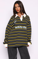 Gentle Affection Long Sleeve Rugby Shirt Black/Yellow Stripe