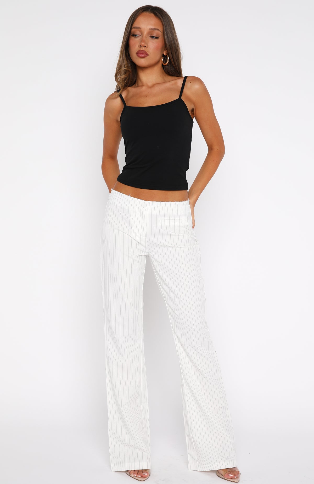 Getting You Close Pants White Pinstripe | White Fox Boutique