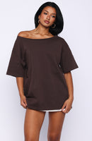 Give Me Options Off Shoulder Tee Chocolate