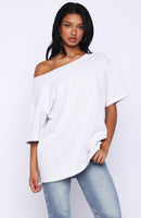Give Me Options Off Shoulder Tee Light Grey Marle