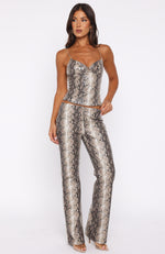 Heat Check PU Bustier Tan Snake