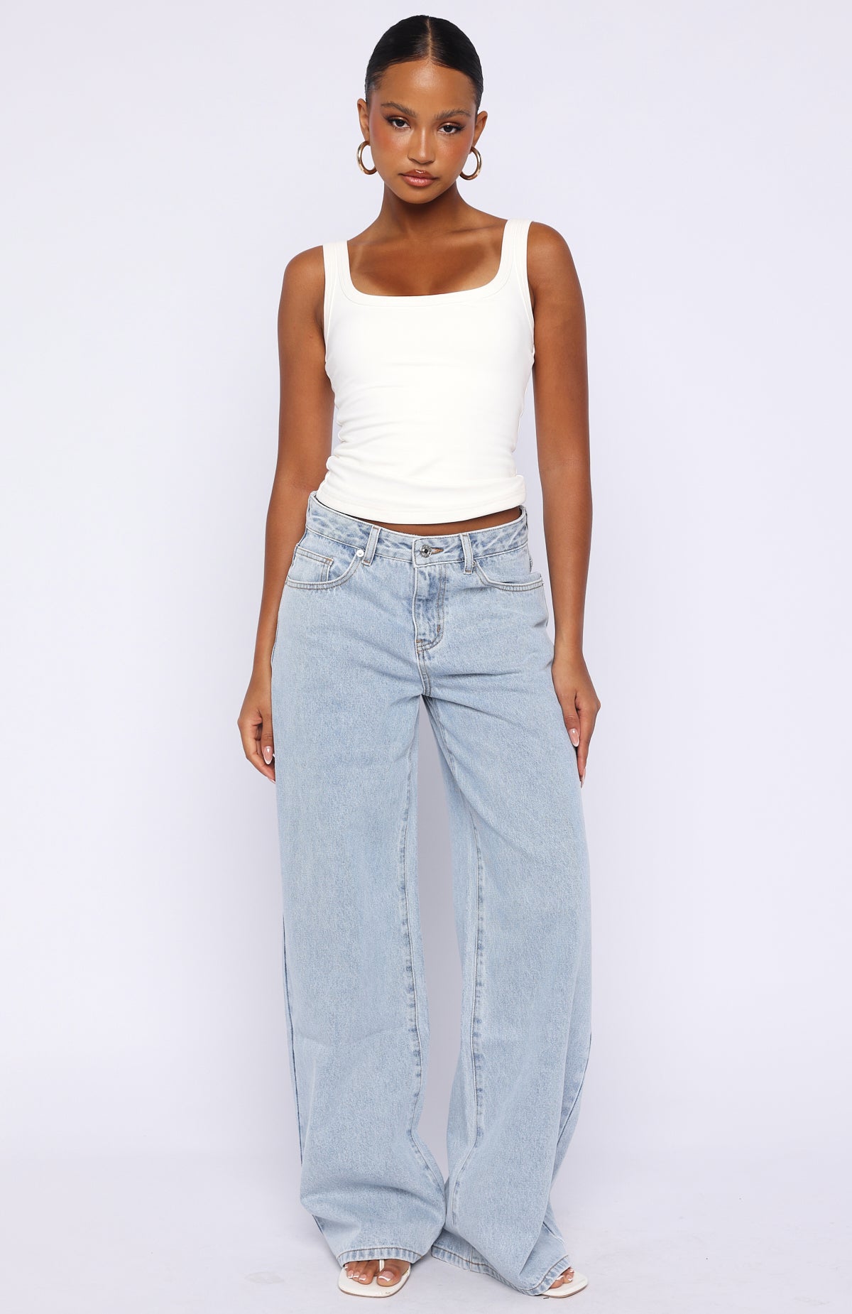 Just My Type Mid Rise Wide Leg Jeans Mid Blue | White Fox Boutique