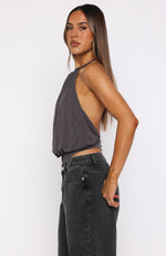 Last Time For Real Halter Top Charcoal