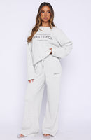 Leave Me Out Of It Waffle Wide Leg Sweatpants Grey Marle