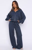 Leave Me Out Of It Waffle Wide Leg Sweatpants Navy