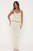 Star Shining Sequin Knit Maxi Skirt Lemon