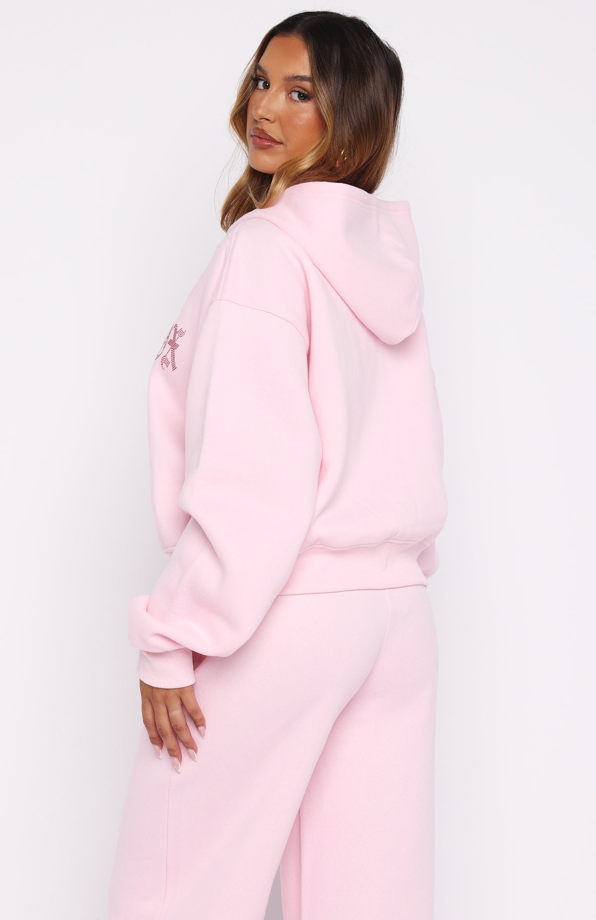 Lucky Ones Boxy Zip Front Hoodie Pink | White Fox Boutique