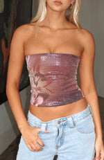 Make It Real Strapless Sequin Bustier Floral Shadows