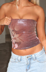 Make It Real Strapless Sequin Bustier Floral Shadows