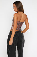 Make It Real Strapless Sequin Bustier Floral Shadows