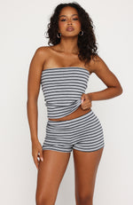 Never A Good Time Shorts Grey Stripe | White Fox Boutique