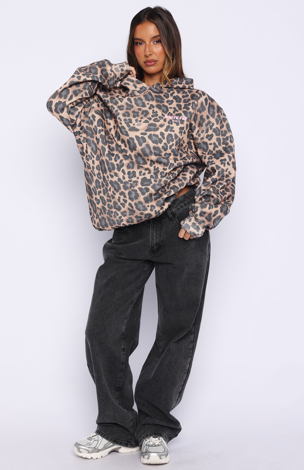Offstage Printed Oversized Hoodie Dark Leopard | White Fox Boutique