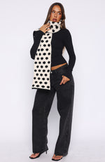 Olesia Polka Dot Scarf Black & Cream | White Fox Boutique