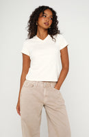 On The Hunt V Neck Top Off White