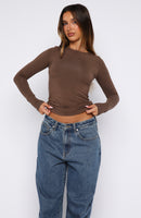 Only For Tonight Long Sleeve Top Mocha