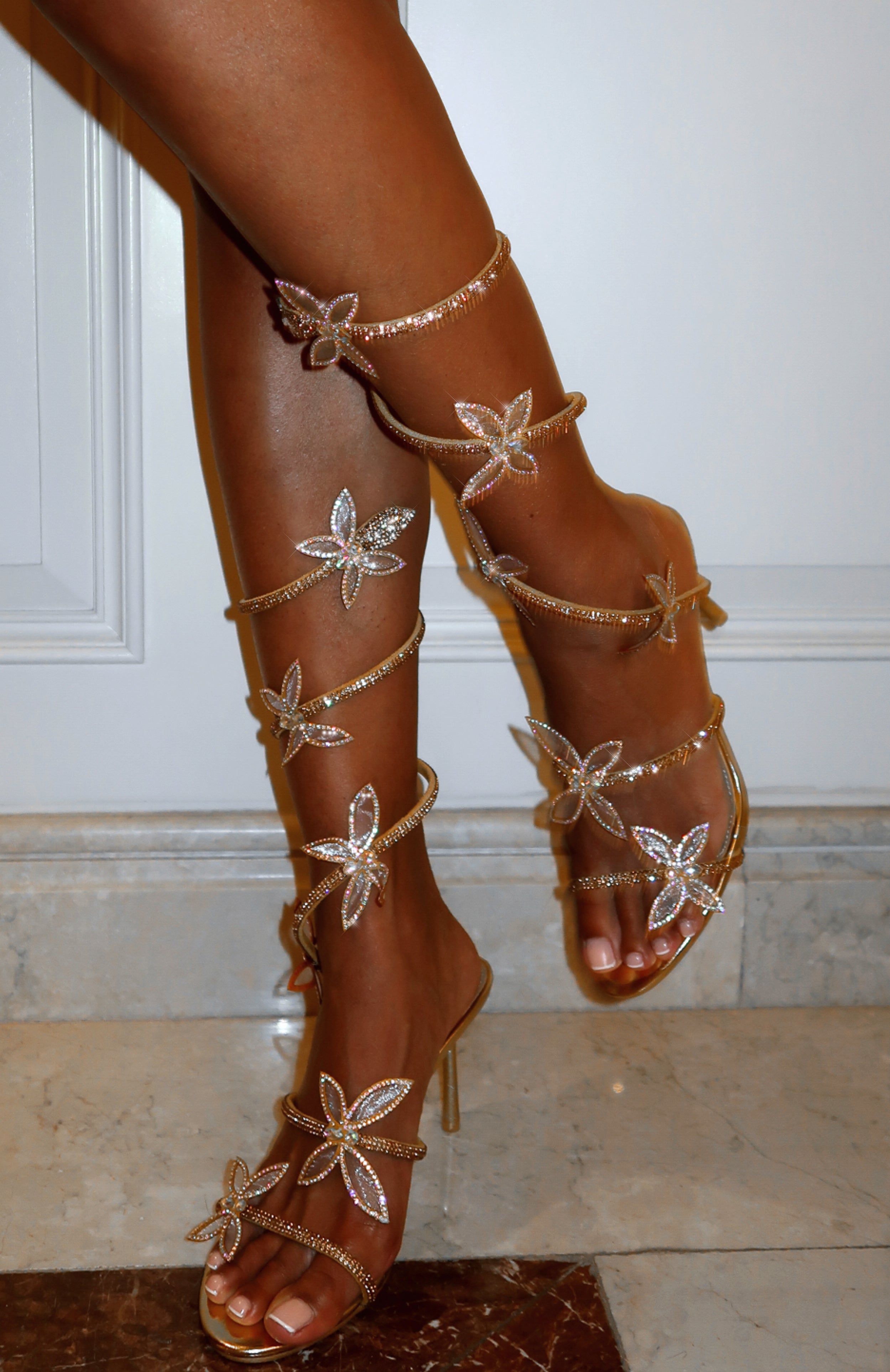 Shai Diamante Wrap Heels Gold | White Fox Boutique
