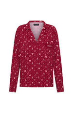 Pillow Talk Printed Long Sleeve Pyjama Set Cherry Noel