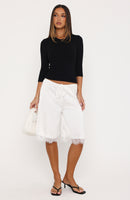 Right Direction Lace Trim Shorts White