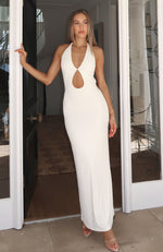 Set It Straight Halter Maxi Dress Cream