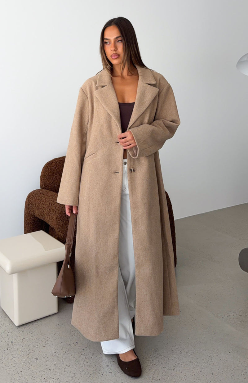 Side Eye Oversized Coat Beige
