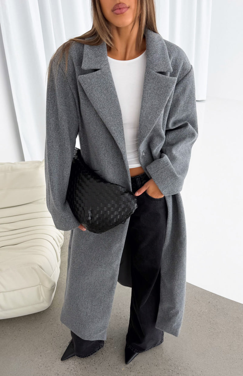 Side Eye Oversized Coat Charcoal