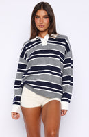 Soft Rewind Knit Sweater Navy Drift Stripe
