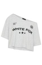 Stay Clear Off Shoulder Cropped Tee Grey Marle