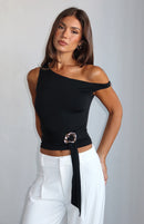 Stuck In A Dream Off Shoulder Top Black