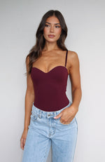 Stuck To You Bodysuit Wine