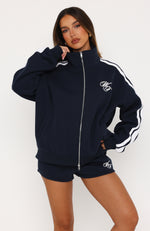 Studio 17 Odessa Oversized Zip Jacket Navy | White Fox Boutique