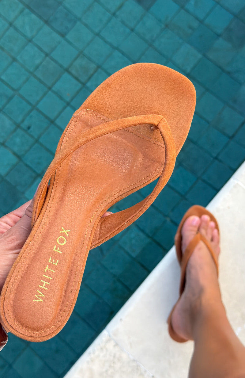 Taya Wedge Caramel Faux Suede