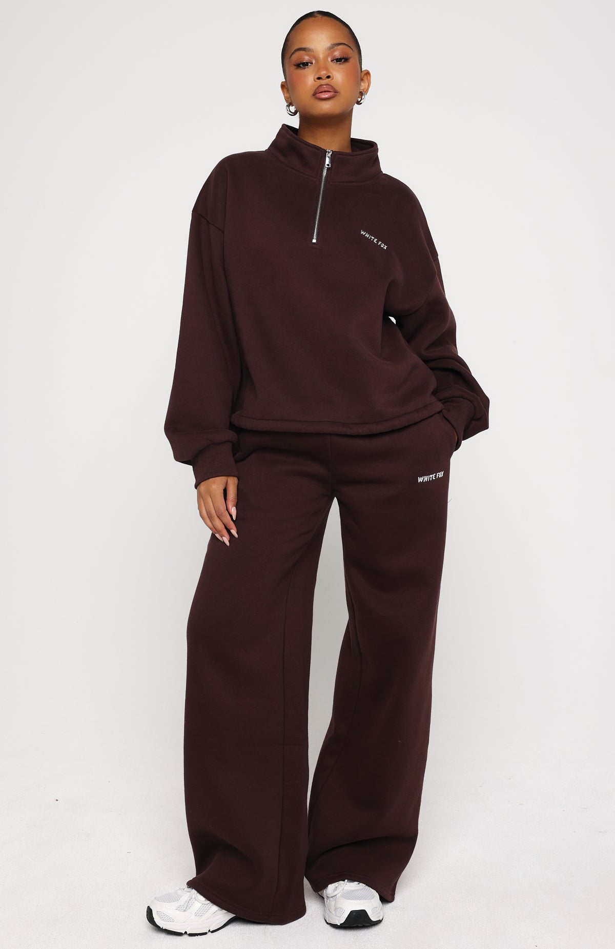 Test Drive Boxy Quarter Zip Sweater Chocolate | White Fox Boutique